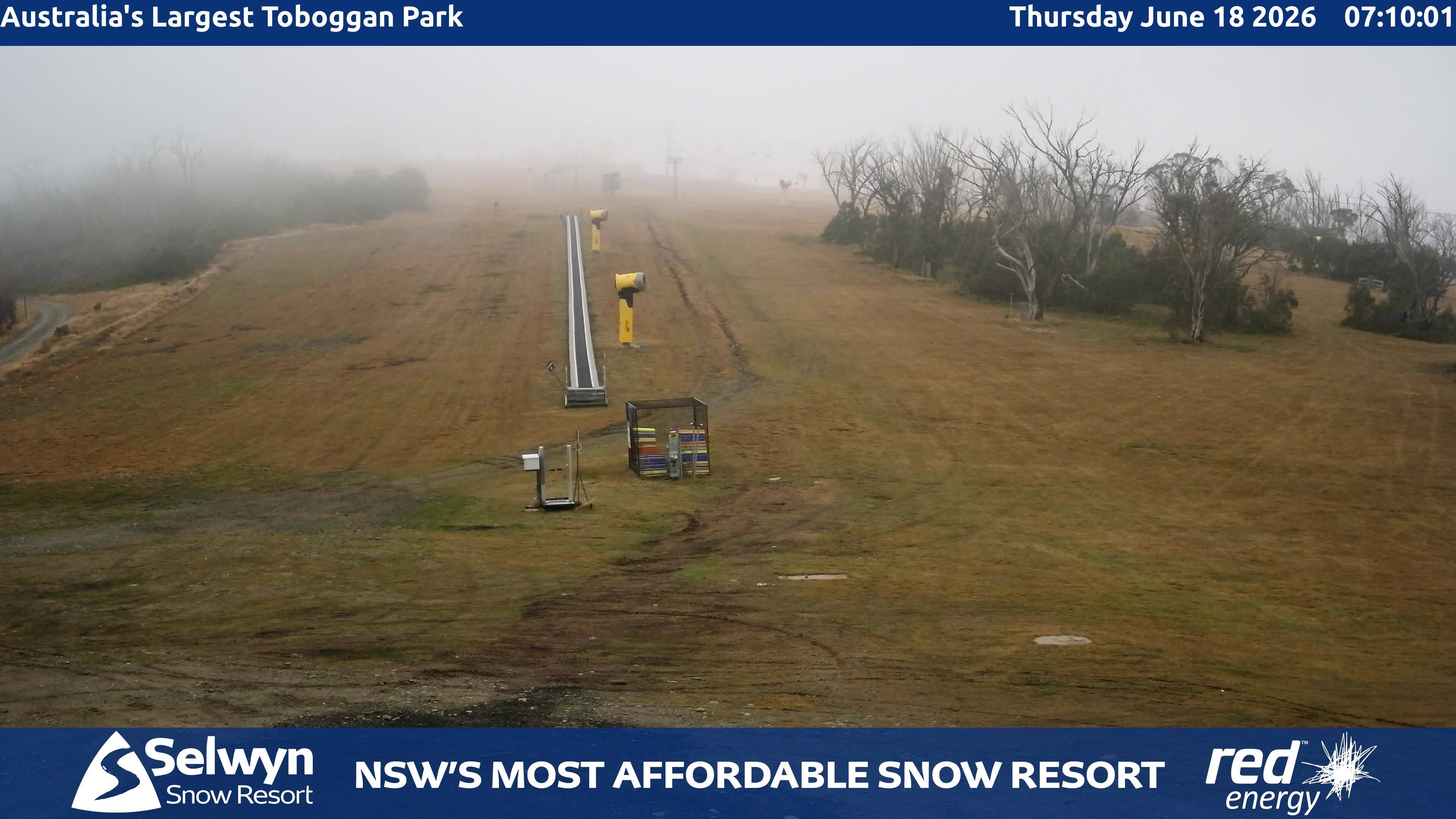 Selwyn Snow Resort Toboggan Park snow cam captured at 17 June 2026, 9:13 pm