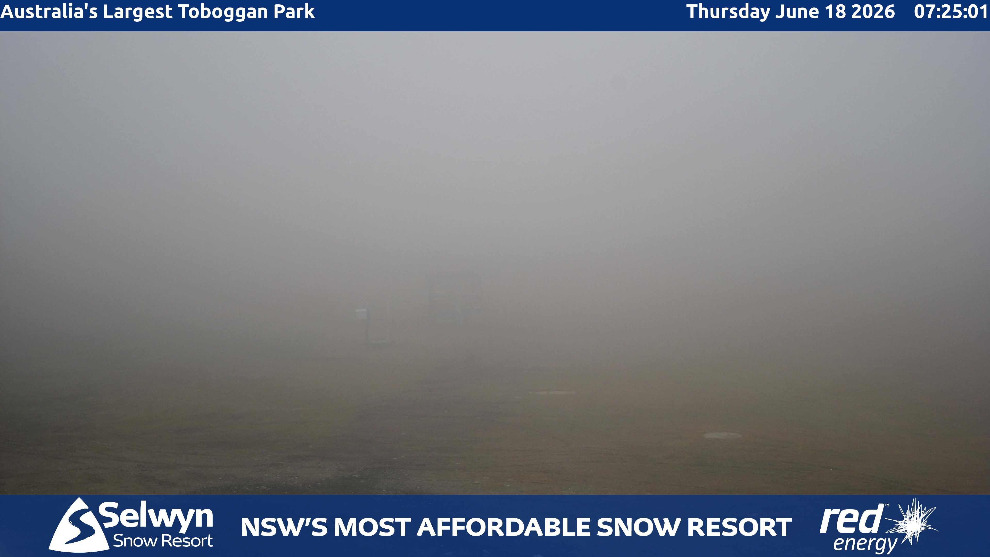 Selwyn Snow Resort Toboggan Park snow cam captured at 17 June 2026, 9:25 pm