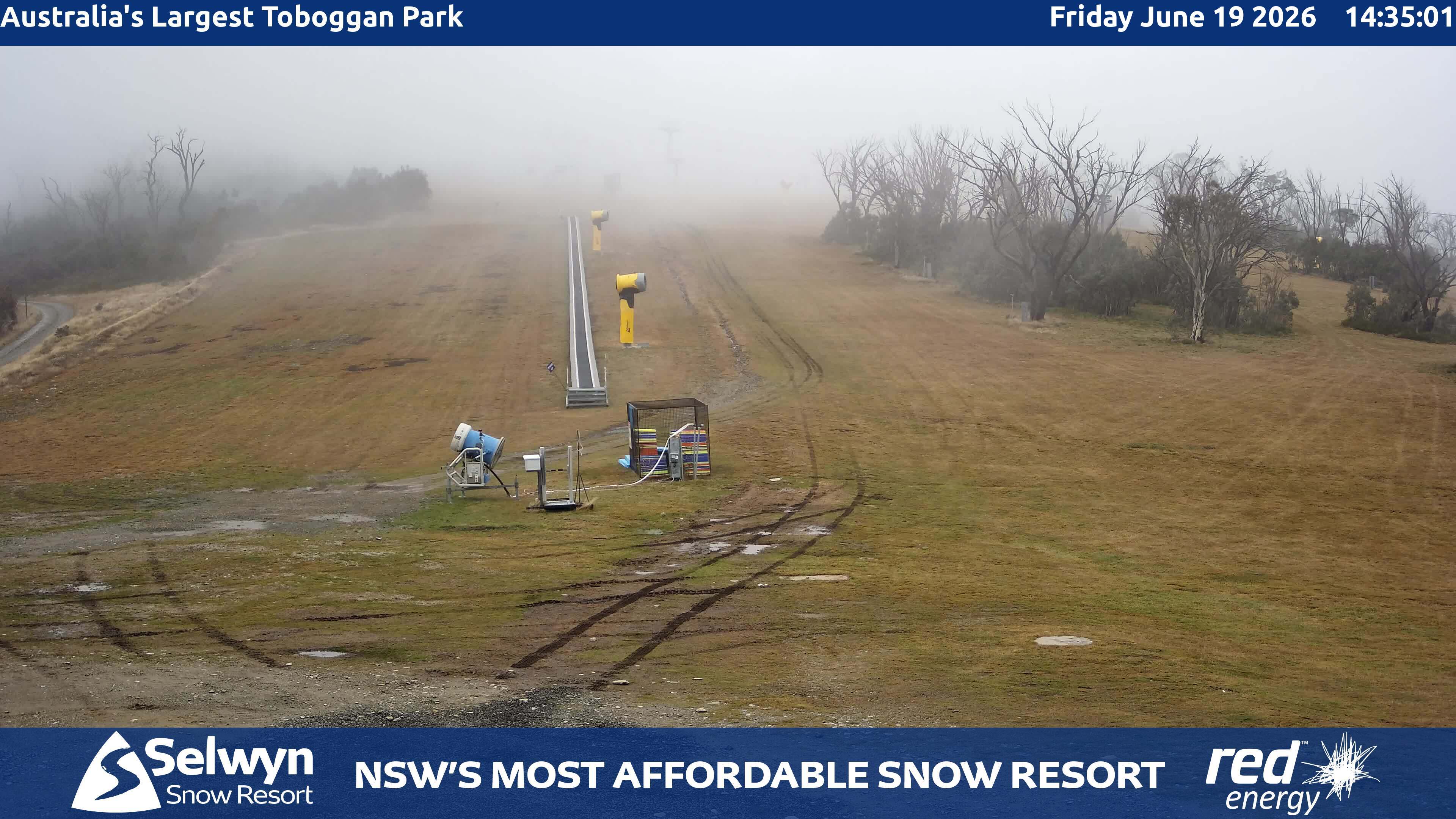 Selwyn Snow Resort Toboggan Park snow cam captured at 19 June 2026, 4:39 am