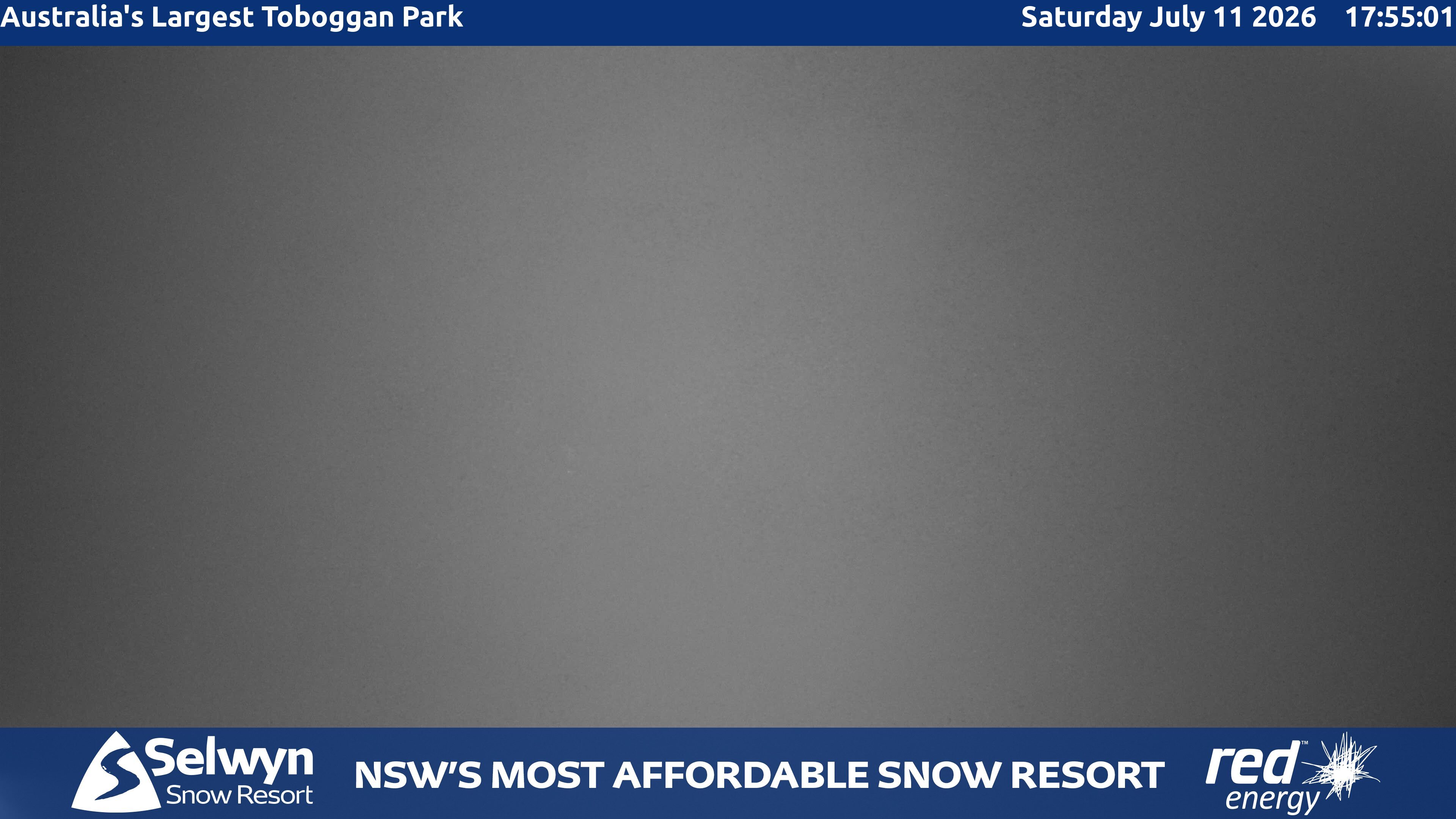 Selwyn Snow Resort Toboggan Park snow cam captured at 11 July 2026 at 5:57 pm AEST