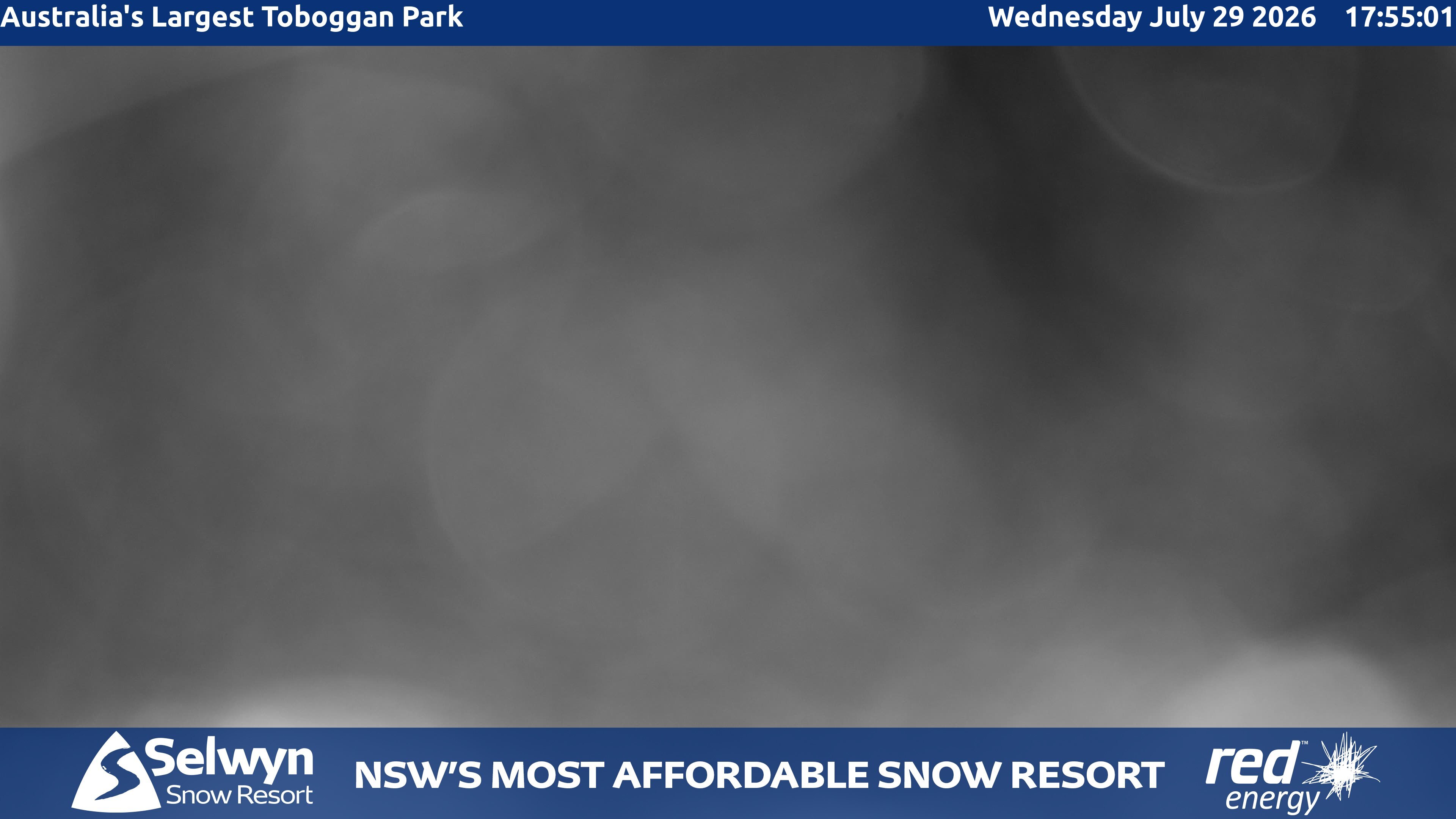 Selwyn Snow Resort Toboggan Park snow cam captured at 29 July 2026 at 5:58 pm AEST