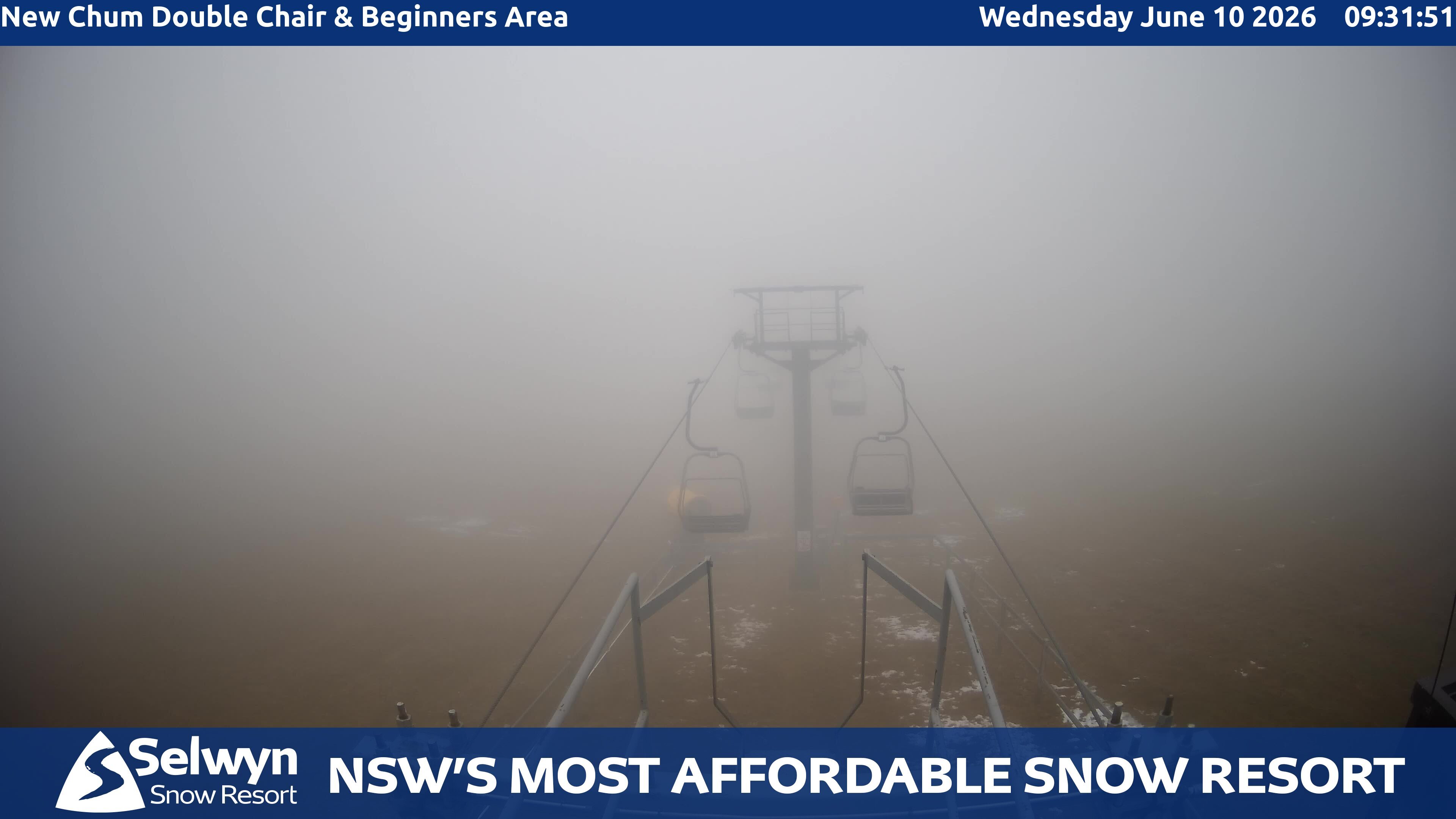 Selwyn Snow Resort New Chum Double Chair and Beginners Area snow cam captured at 9 June 2026, 11:36 pm