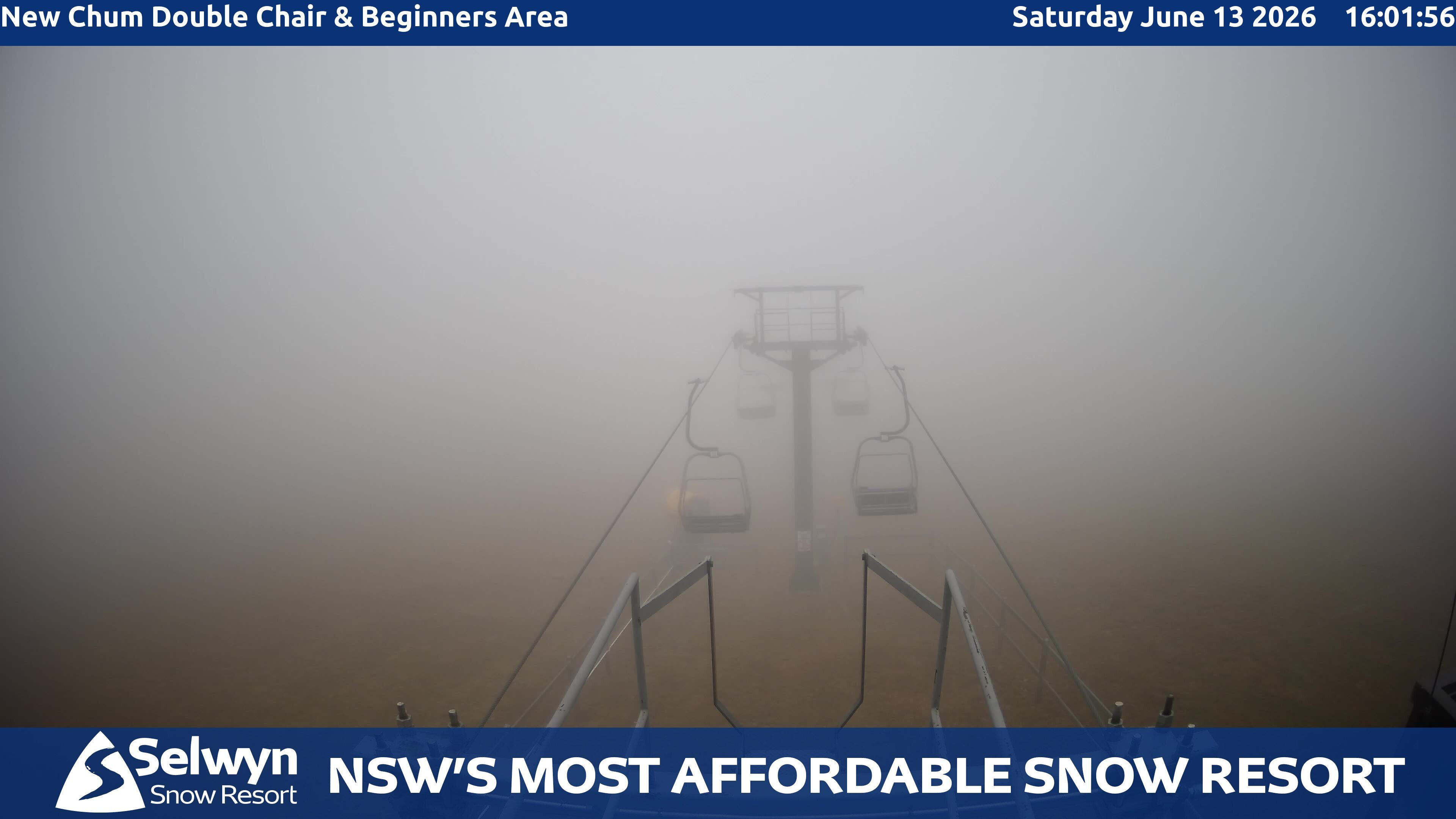 Selwyn Snow Resort New Chum Double Chair and Beginners Area snow cam captured at 13 June 2026, 6:04 am