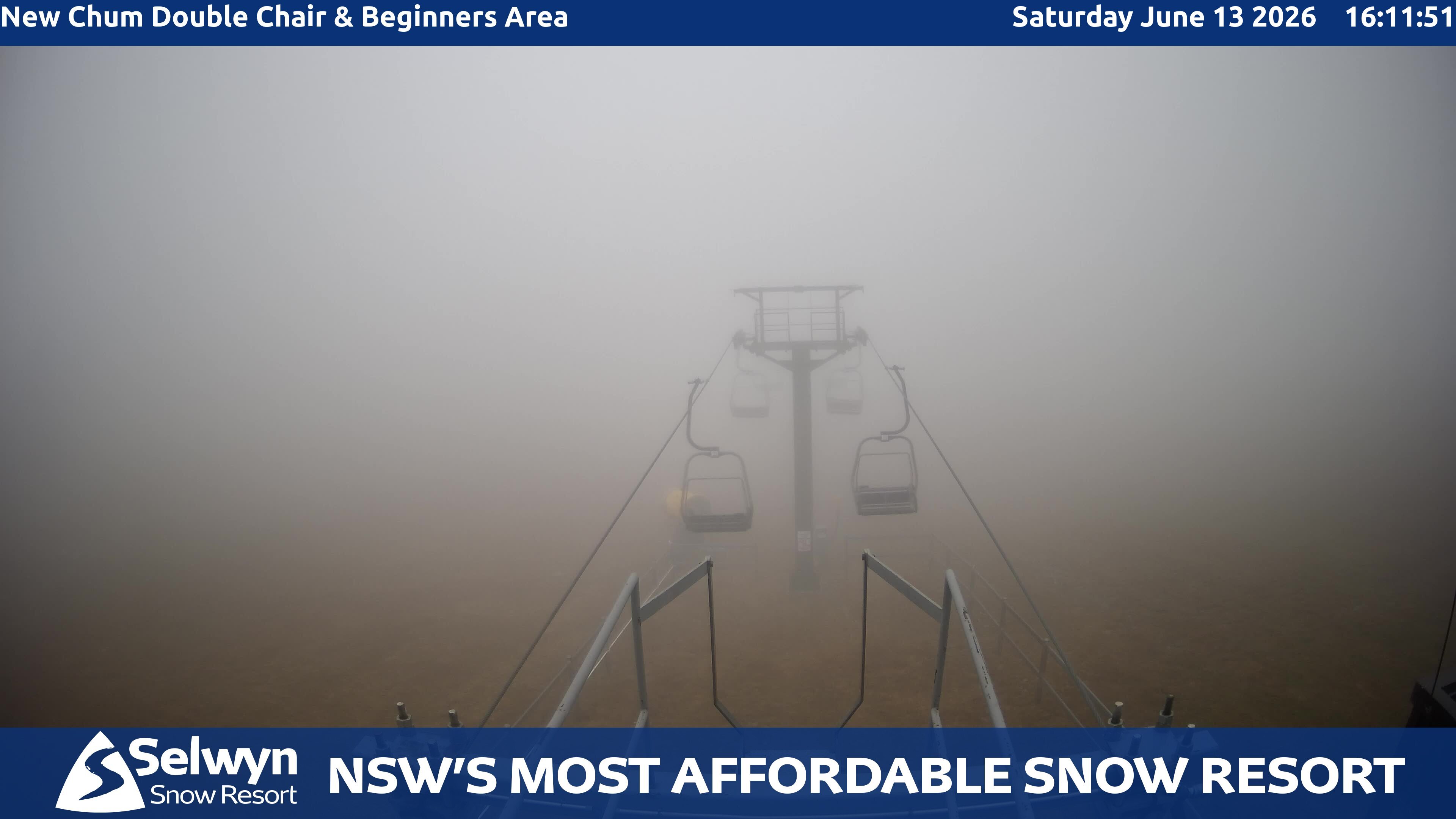 Selwyn Snow Resort New Chum Double Chair and Beginners Area snow cam captured at 13 June 2026, 6:16 am