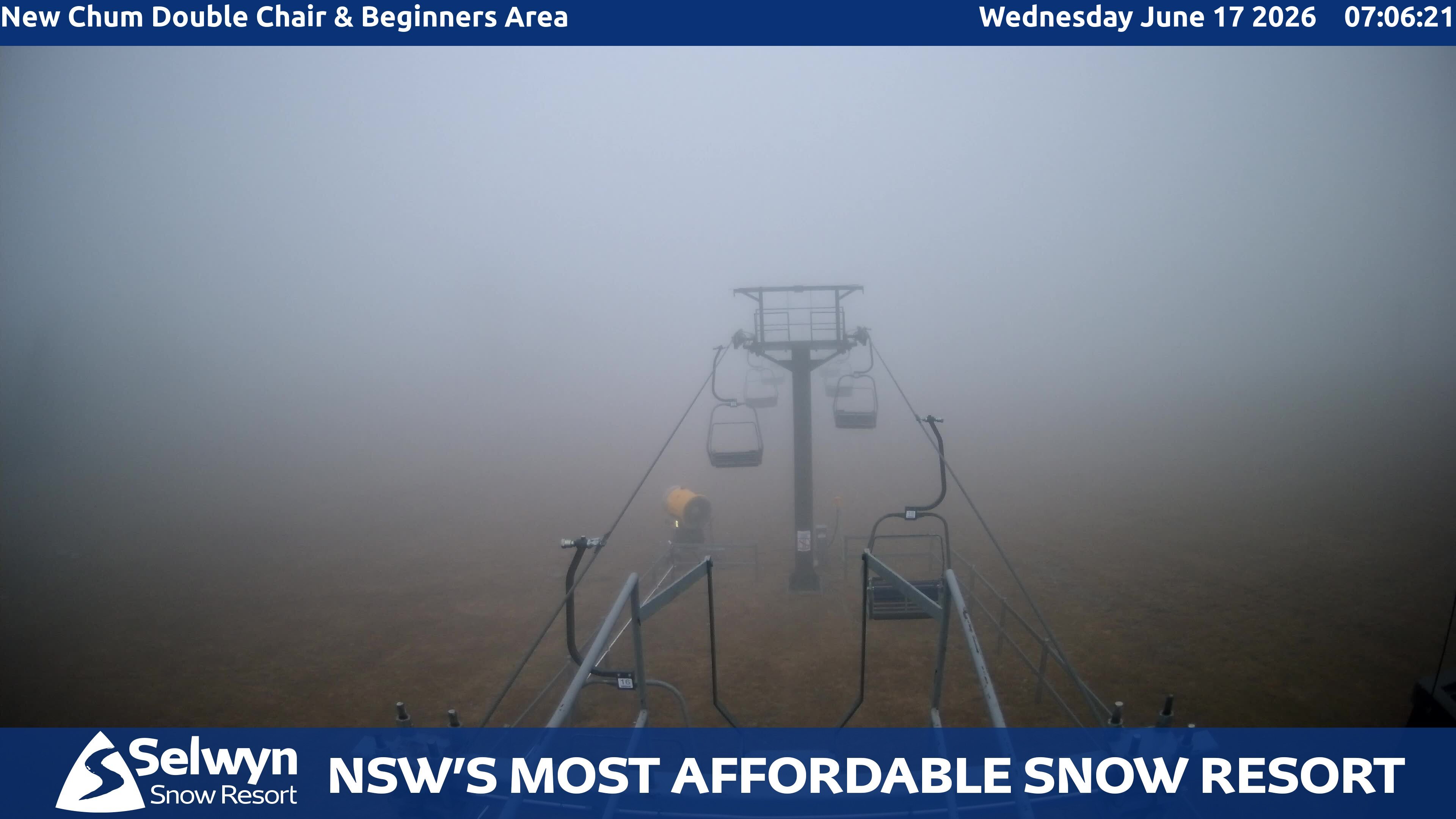 Selwyn Snow Resort New Chum Double Chair and Beginners Area snow cam captured at 16 June 2026, 9:09 pm