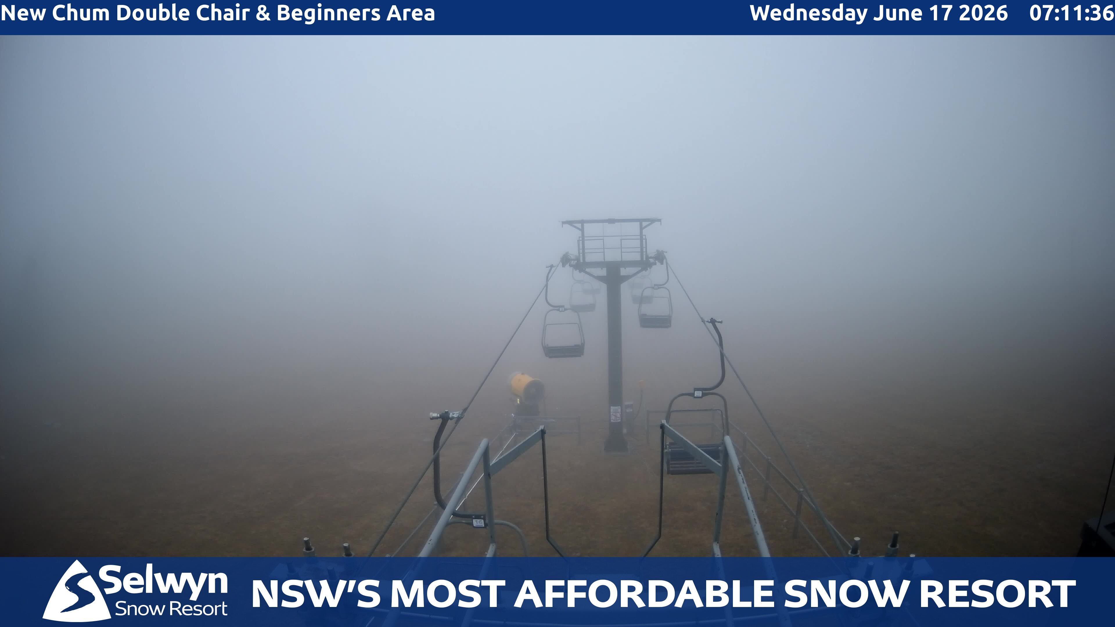 Selwyn Snow Resort New Chum Double Chair and Beginners Area snow cam captured at 16 June 2026, 9:15 pm