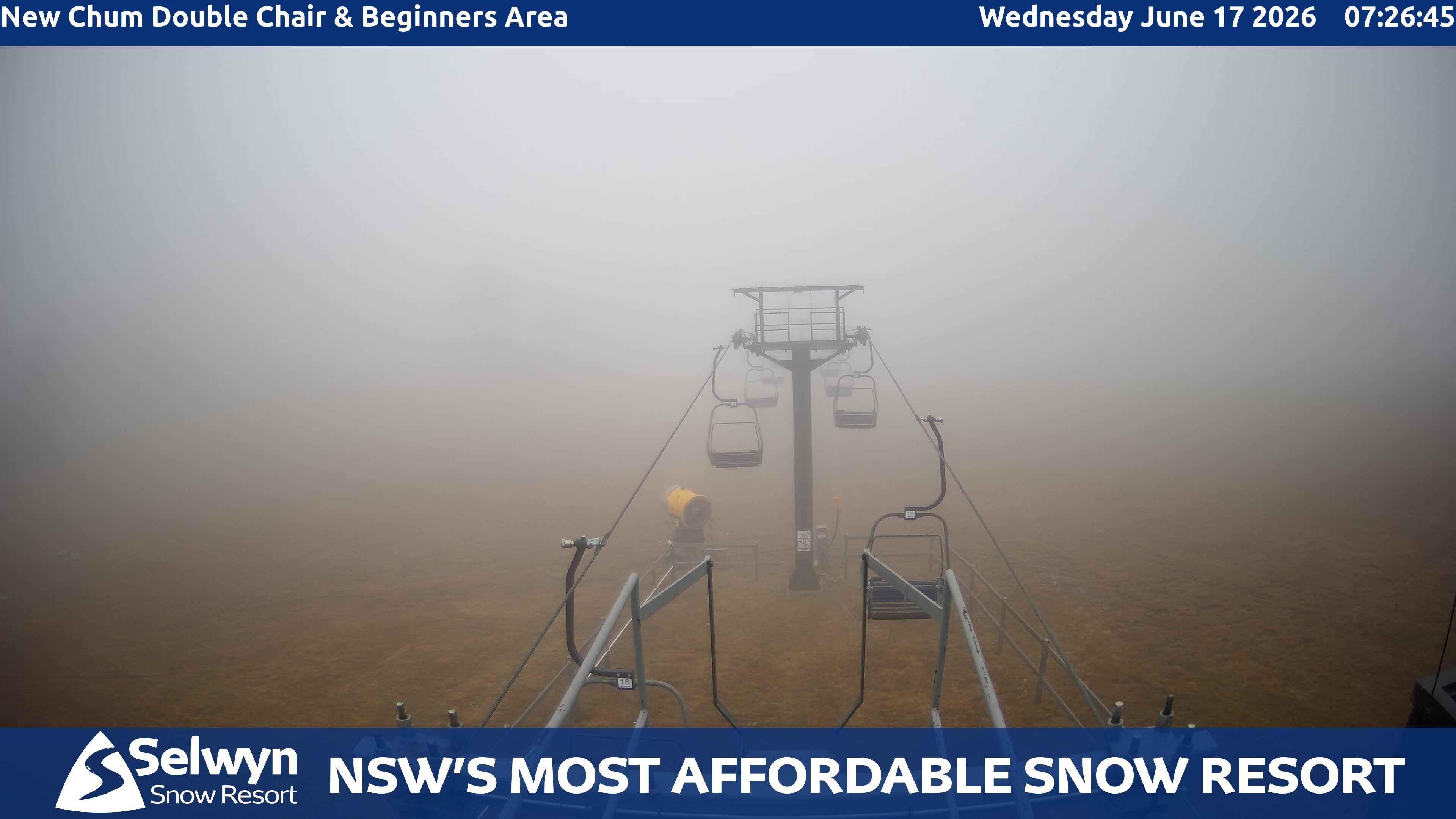 Selwyn Snow Resort New Chum Double Chair and Beginners Area snow cam captured at 16 June 2026, 9:27 pm