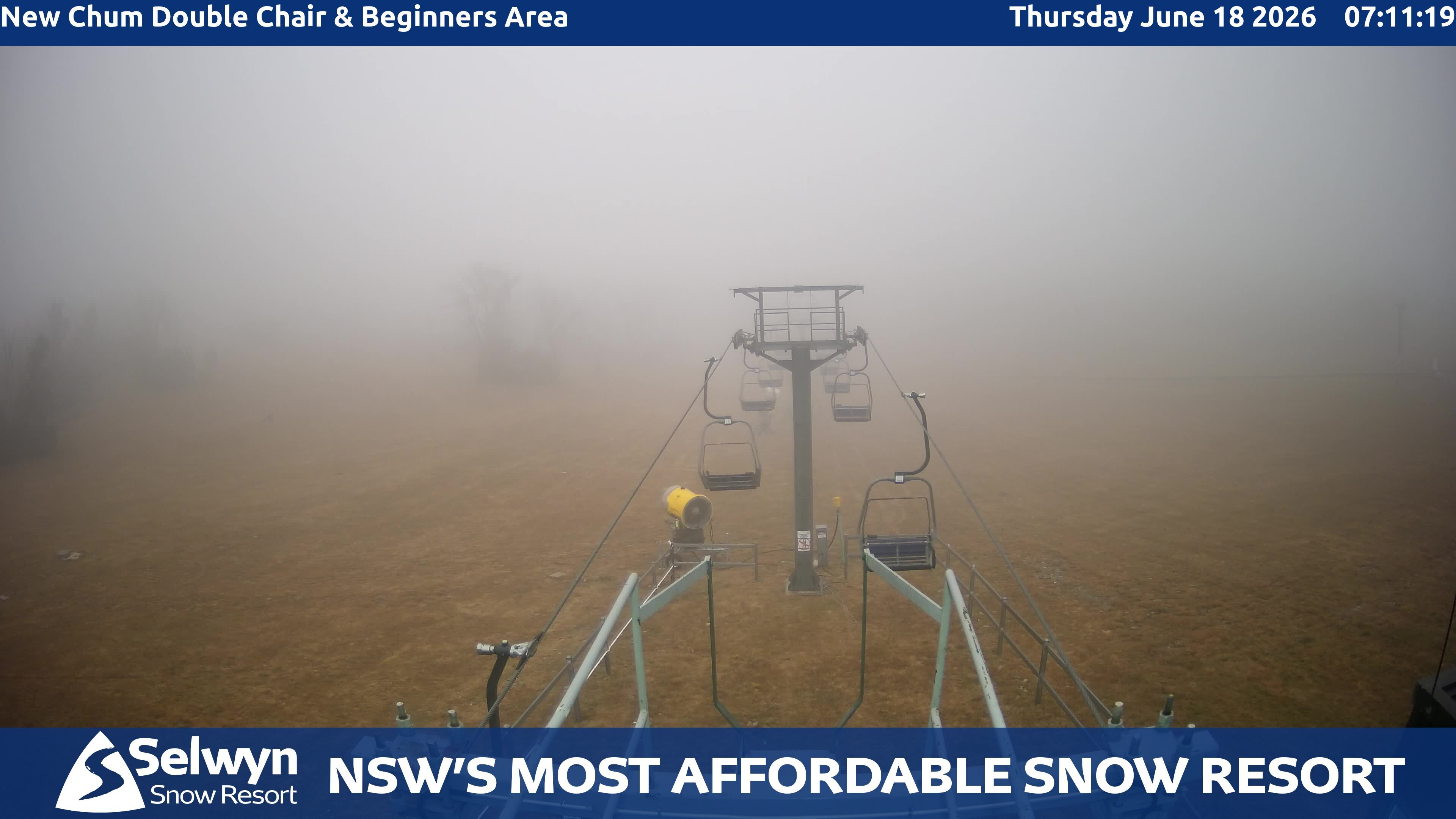 Selwyn Snow Resort New Chum Double Chair and Beginners Area snow cam captured at 17 June 2026, 9:13 pm