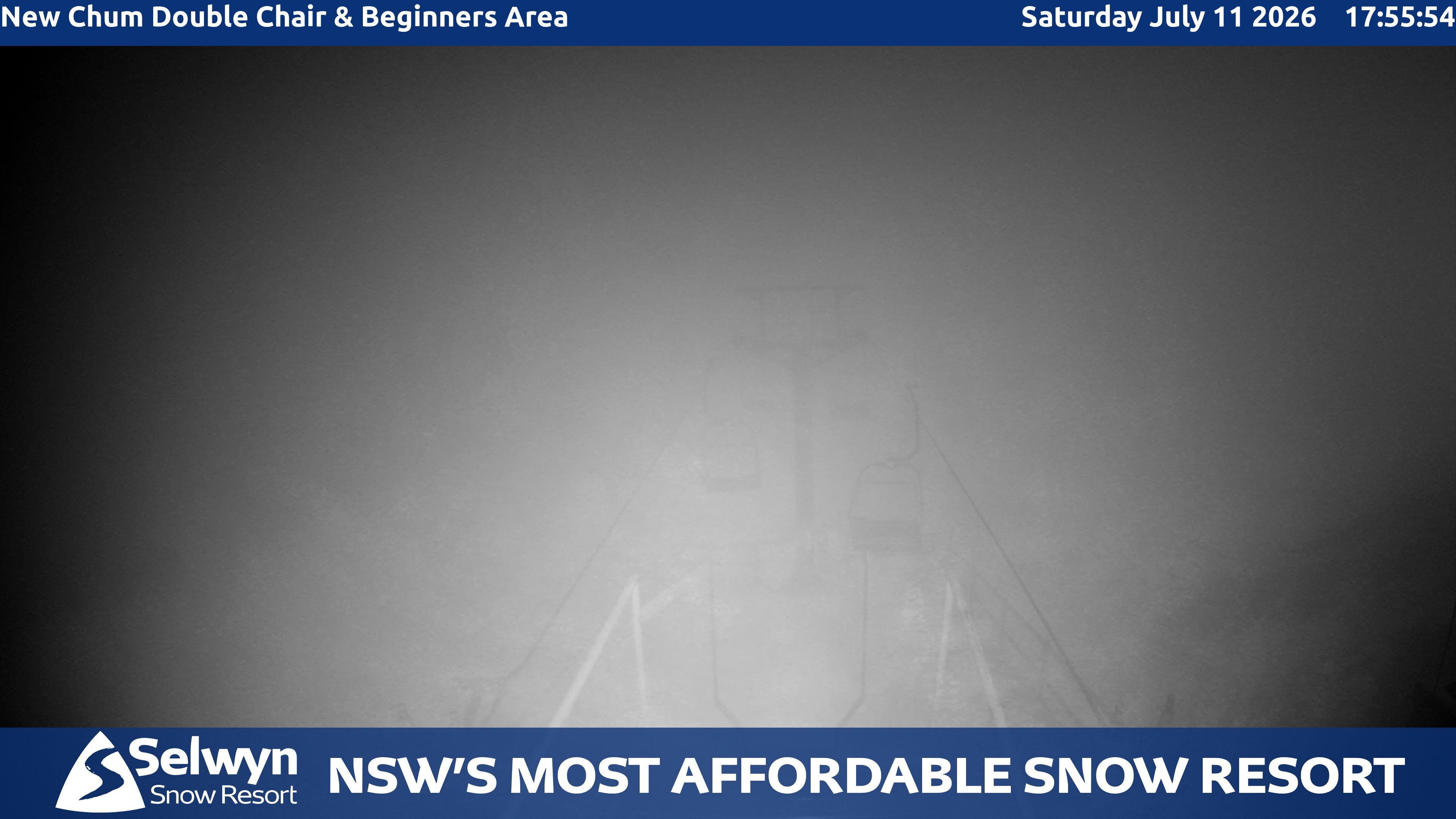Selwyn Snow Resort New Chum Double Chair and Beginners Area snow cam captured at 11 July 2026 at 5:57 pm AEST