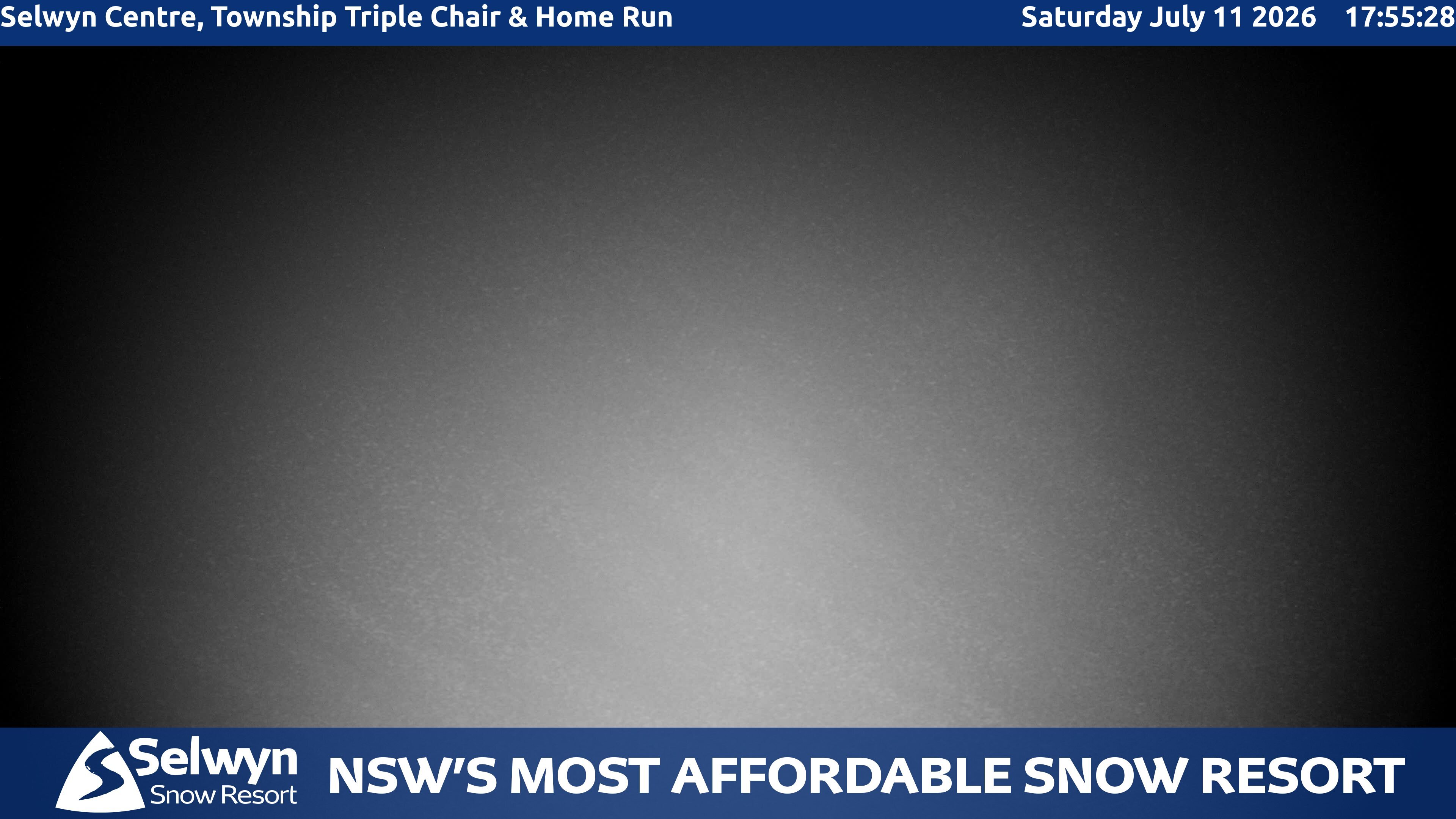Selwyn Snow Resort Selwyn Centre, Township Triple Chair and Home Run snow cam captured at 11 July 2026 at 5:57 pm AEST