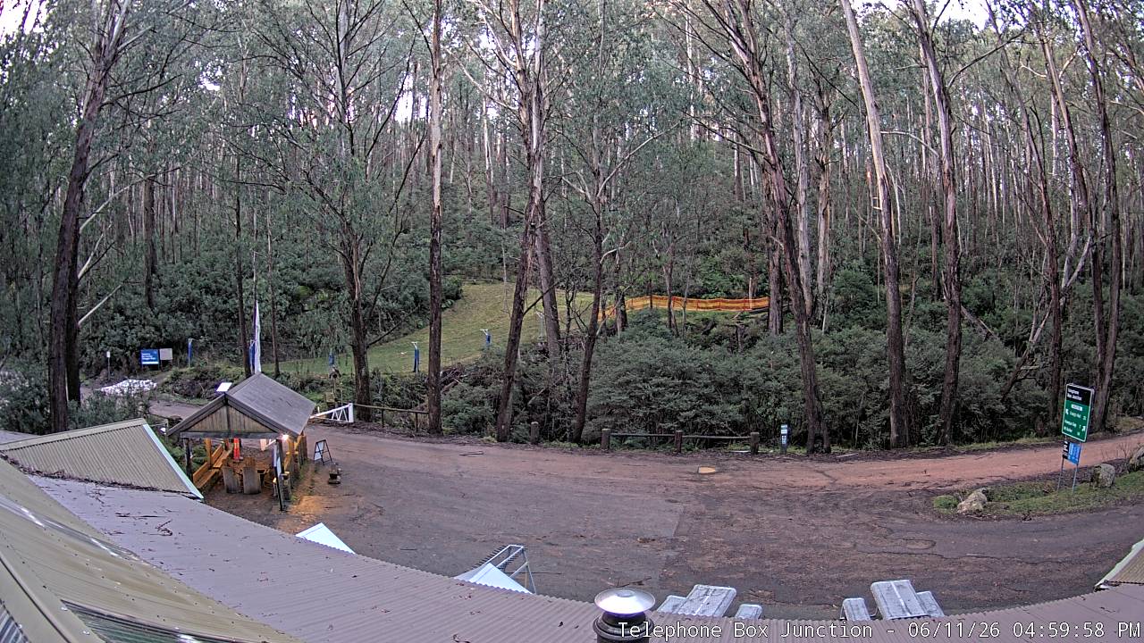 Mt Stirling Telephone Box Junction snow cam captured at 11 June 2026, 7:02 am