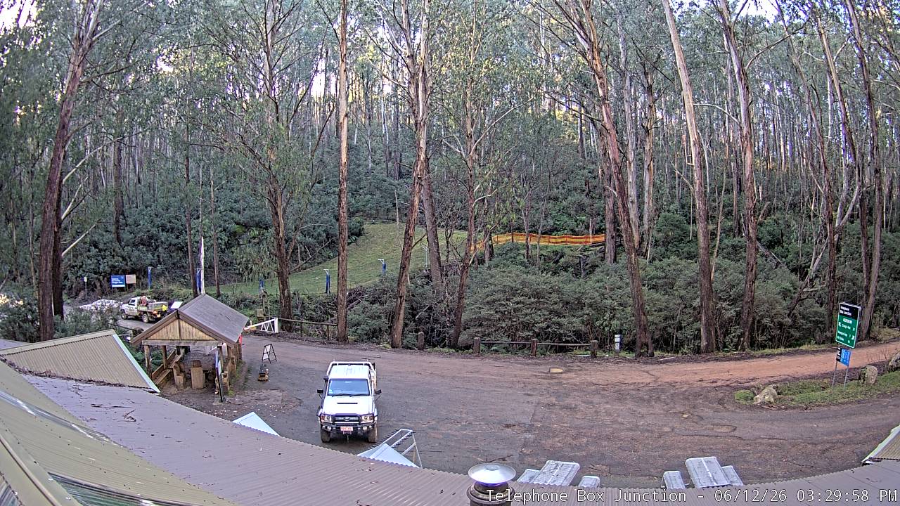 Mt Stirling Telephone Box Junction snow cam captured at 12 June 2026, 5:32 am