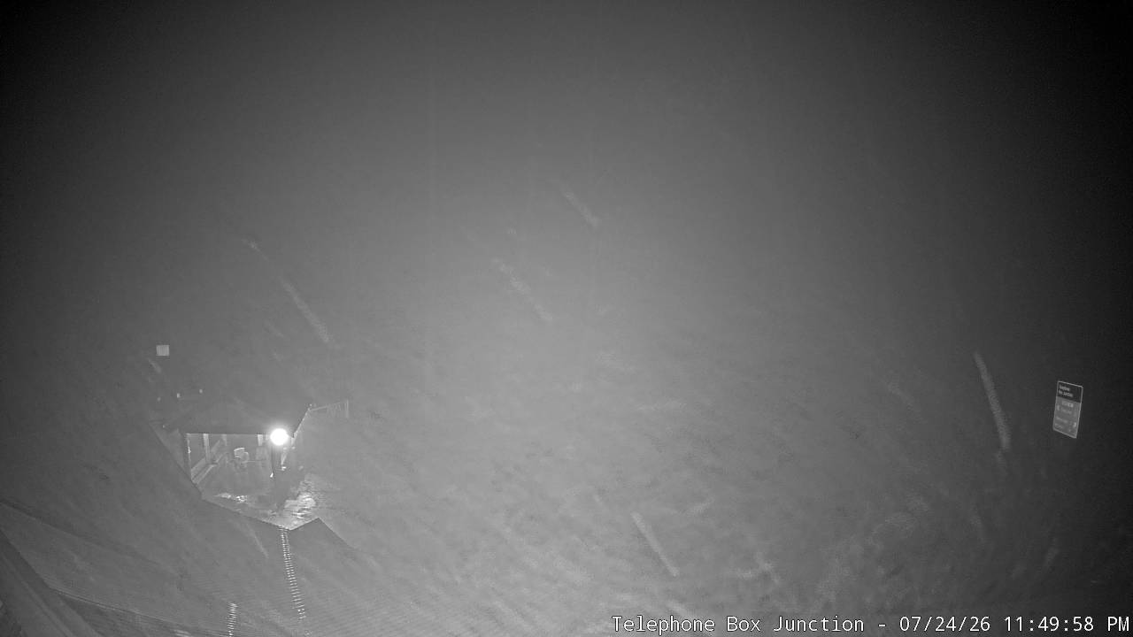 Mt Stirling Telephone Box Junction snow cam captured at 24 July 2026 at 11:54 pm AEST