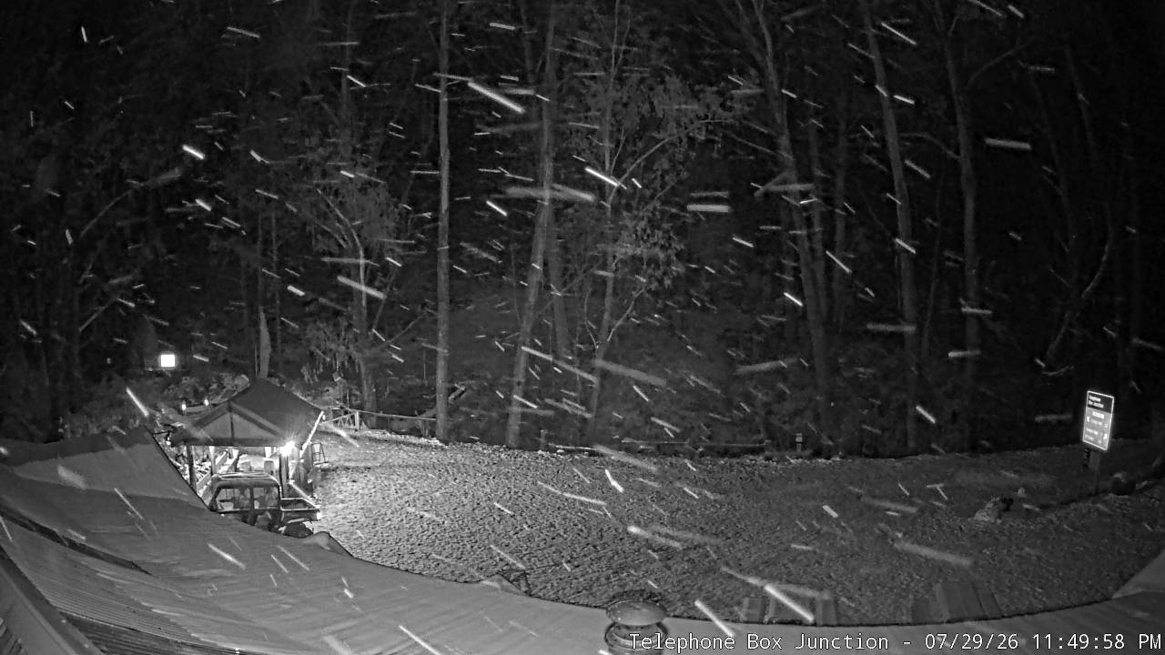 Mt Stirling Telephone Box Junction snow cam captured at 29 July 2026 at 11:58 pm AEST