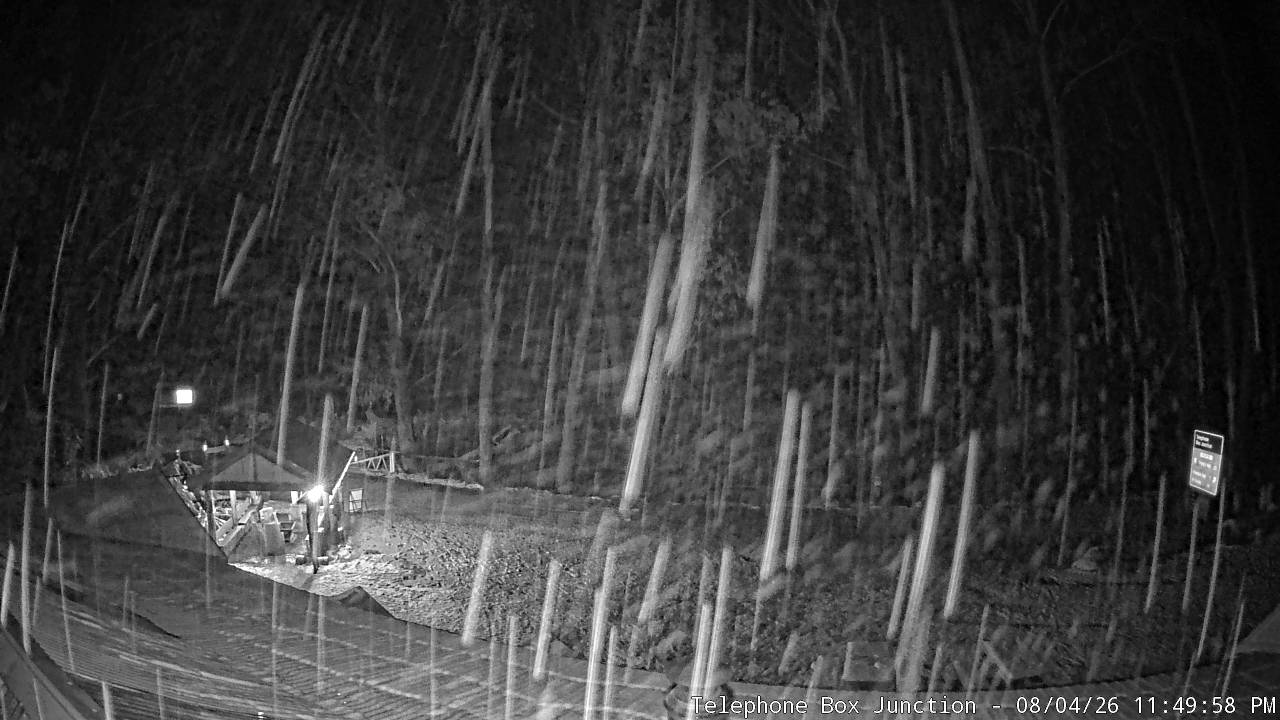 Mt Stirling Telephone Box Junction snow cam captured at 4 August 2026 at 11:54 pm AEST