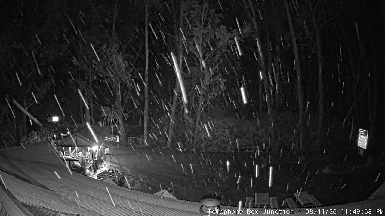 Mt Stirling Telephone Box Junction snow cam captured at 11 August 2026 at 11:58 pm AEST