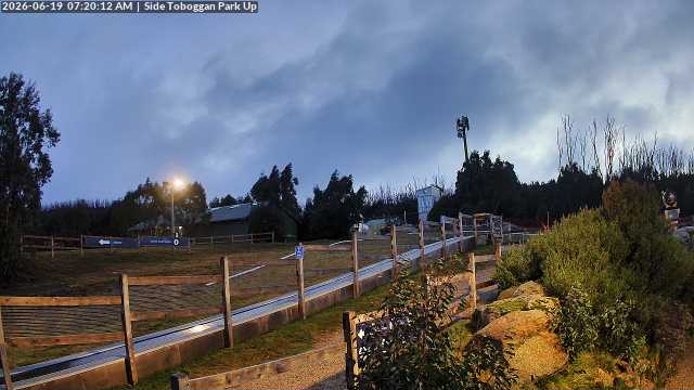 Lake Mountain Mini Toboggan Run snow cam captured at 18 June 2026, 9:24 pm