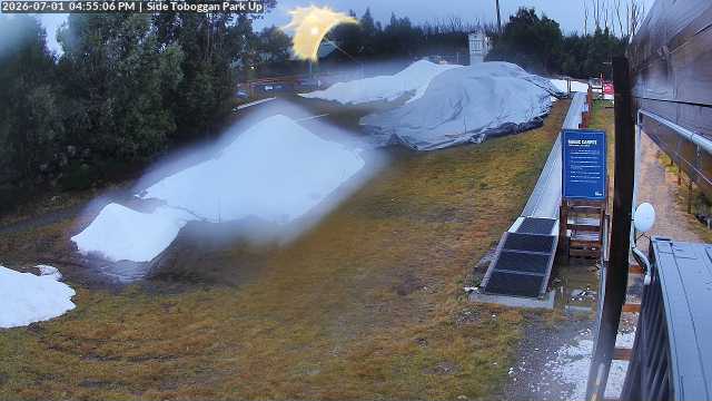 Lake Mountain Mini Toboggan Run snow cam captured at 1 July 2026 at 4:58 pm AEST
