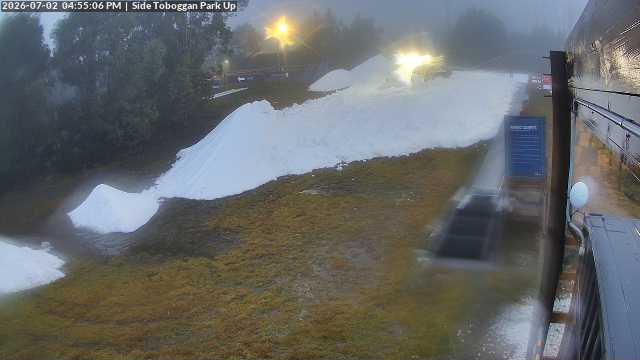 Lake Mountain Mini Toboggan Run snow cam captured at 2 July 2026 at 4:57 pm AEST