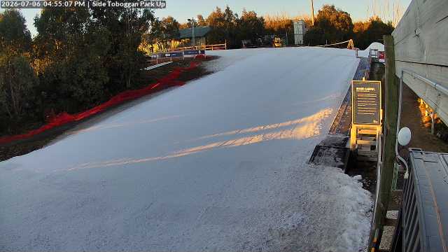 Lake Mountain Mini Toboggan Run snow cam captured at 6 July 2026 at 4:57 pm AEST