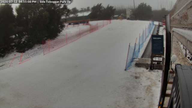 Lake Mountain Mini Toboggan Run snow cam captured at 12 July 2026 at 4:56 pm AEST