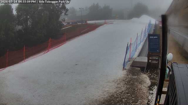 Lake Mountain Mini Toboggan Run snow cam captured at 14 July 2026 at 4:55 pm AEST