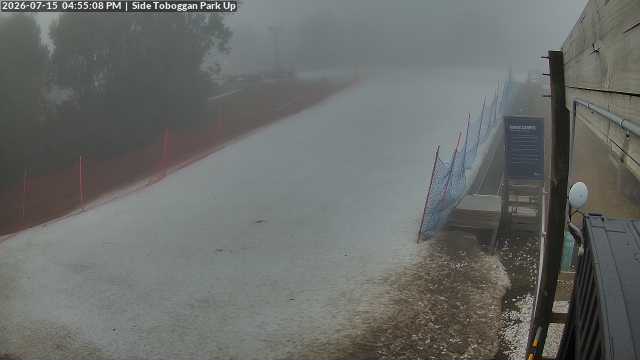 Lake Mountain Mini Toboggan Run snow cam captured at 15 July 2026 at 4:55 pm AEST