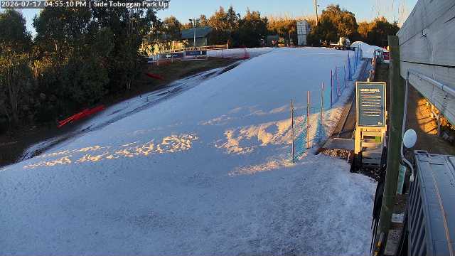 Lake Mountain Mini Toboggan Run snow cam captured at 17 July 2026 at 4:55 pm AEST