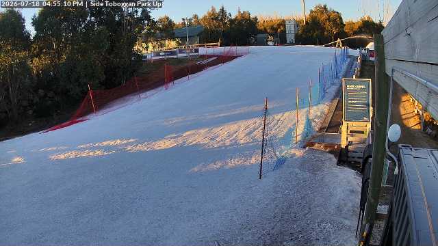 Lake Mountain Mini Toboggan Run snow cam captured at 18 July 2026 at 4:55 pm AEST