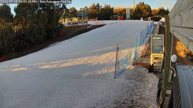 Lake Mountain Mini Toboggan Run snow cam captured at 19 July 2026 at 4:55 pm AEST