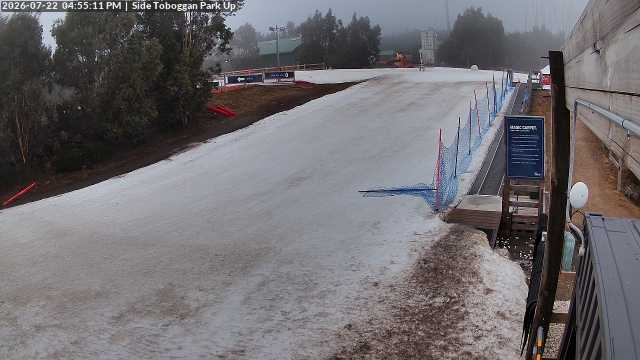 Lake Mountain Mini Toboggan Run snow cam captured at 22 July 2026 at 5:00 pm AEST