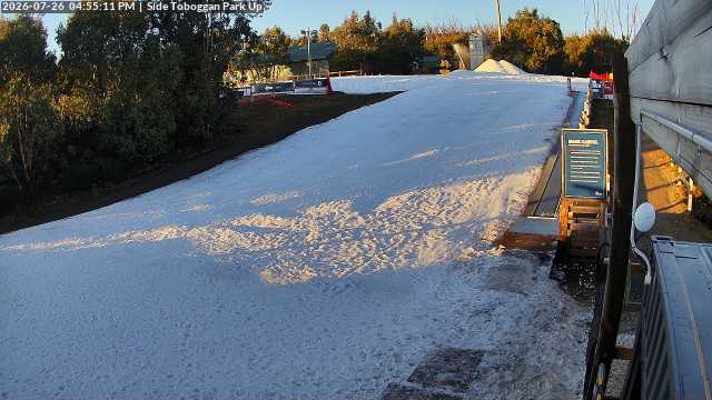 Lake Mountain Mini Toboggan Run snow cam captured at 26 July 2026 at 4:56 pm AEST