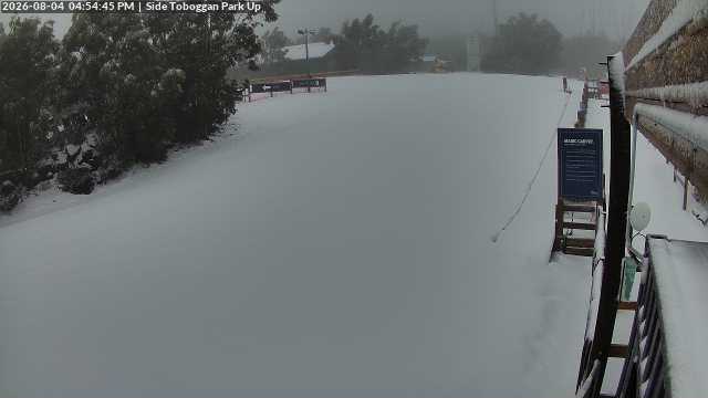 Lake Mountain Mini Toboggan Run snow cam captured at 4 August 2026 at 4:58 pm AEST