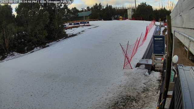 Lake Mountain Mini Toboggan Run snow cam captured at 7 August 2026 at 4:59 pm AEST