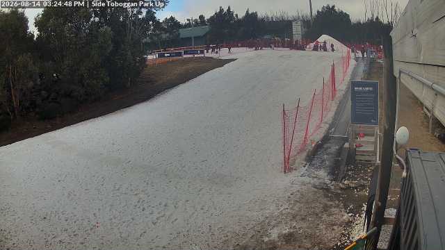 Lake Mountain Mini Toboggan Run snow cam captured at 14 August 2026 at 3:26 pm AEST