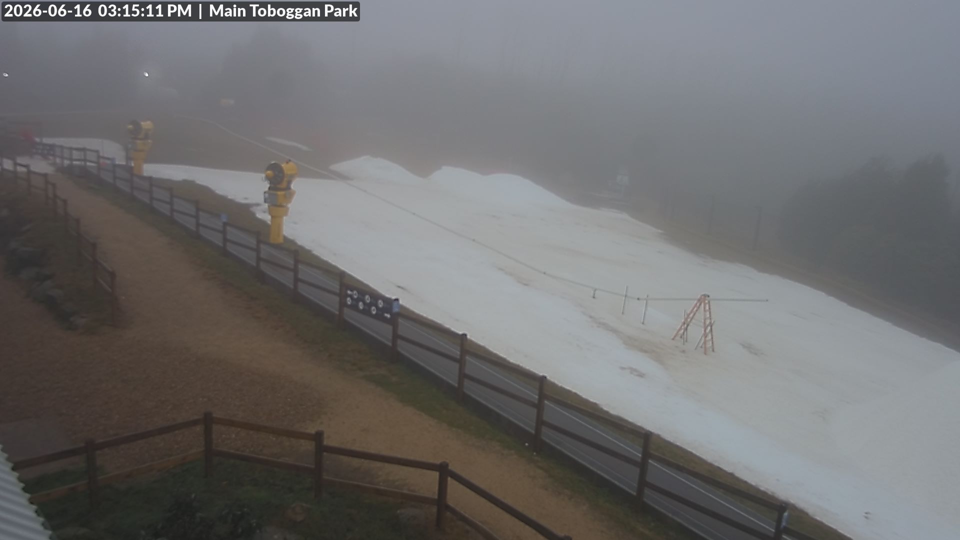 Lake Mountain Village Toboggan Run snow cam captured at 16 June 2026, 5:19 am