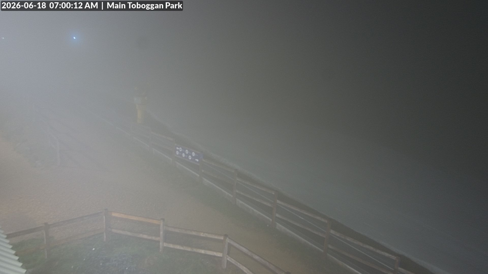 Lake Mountain Village Toboggan Run snow cam captured at 17 June 2026, 9:01 pm