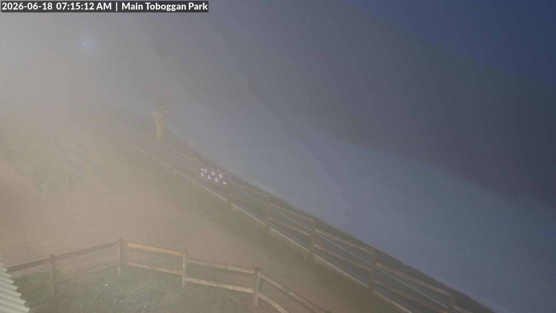 Lake Mountain Village Toboggan Run snow cam captured at 17 June 2026, 9:19 pm