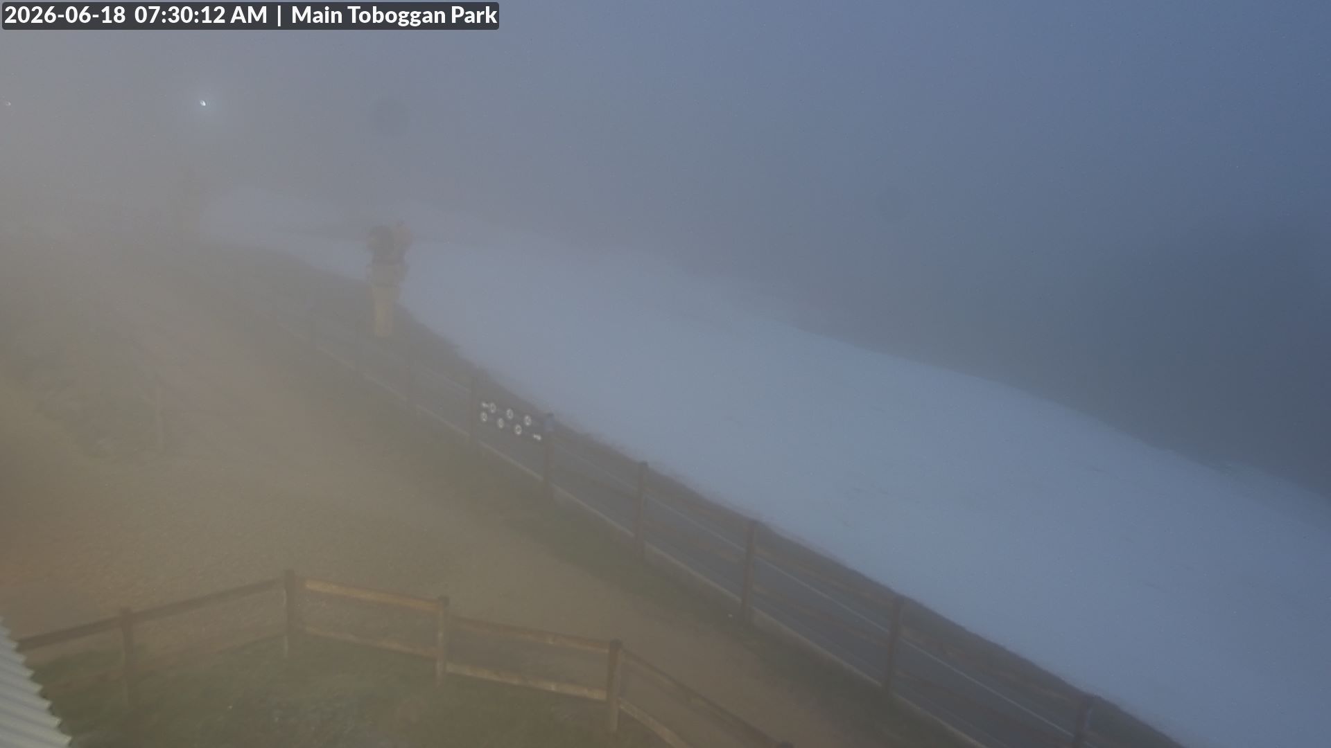 Lake Mountain Village Toboggan Run snow cam captured at 17 June 2026, 9:31 pm