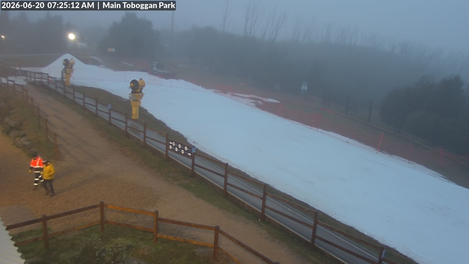 Lake Mountain Village Toboggan Run snow cam captured at 19 June 2026, 9:25 pm