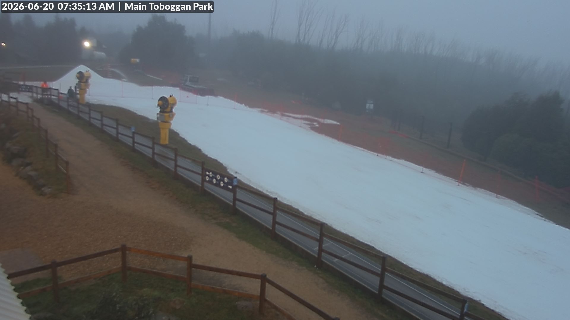 Lake Mountain Village Toboggan Run snow cam captured at 19 June 2026, 9:37 pm