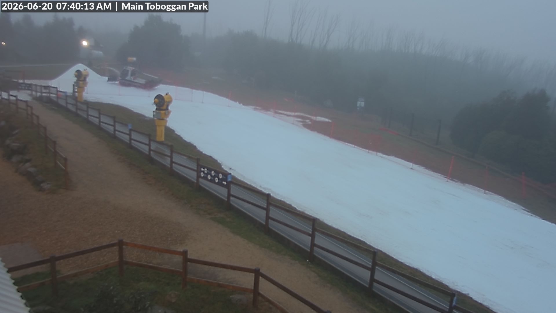Lake Mountain Village Toboggan Run snow cam captured at 19 June 2026, 9:43 pm