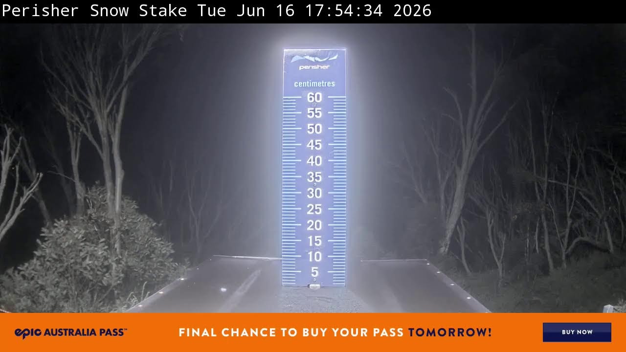 Perisher Snow Stake Live snow cam captured at 16 June 2026, 8:07 am