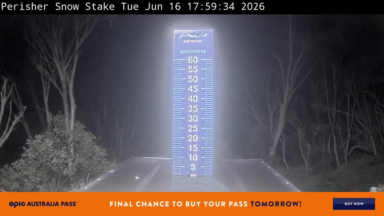 Perisher Snow Stake Live snow cam captured at 16 June 2026, 8:13 am