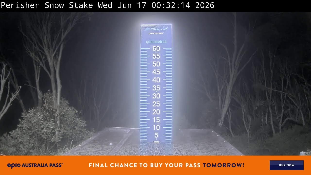 Perisher Snow Stake Live snow cam captured at 16 June 2026, 2:43 pm