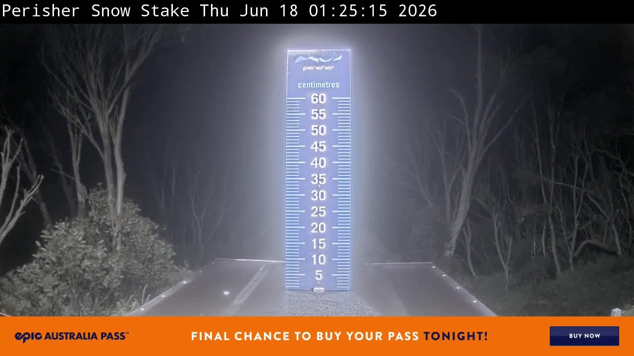 Perisher Snow Stake Live snow cam captured at 17 June 2026, 3:37 pm