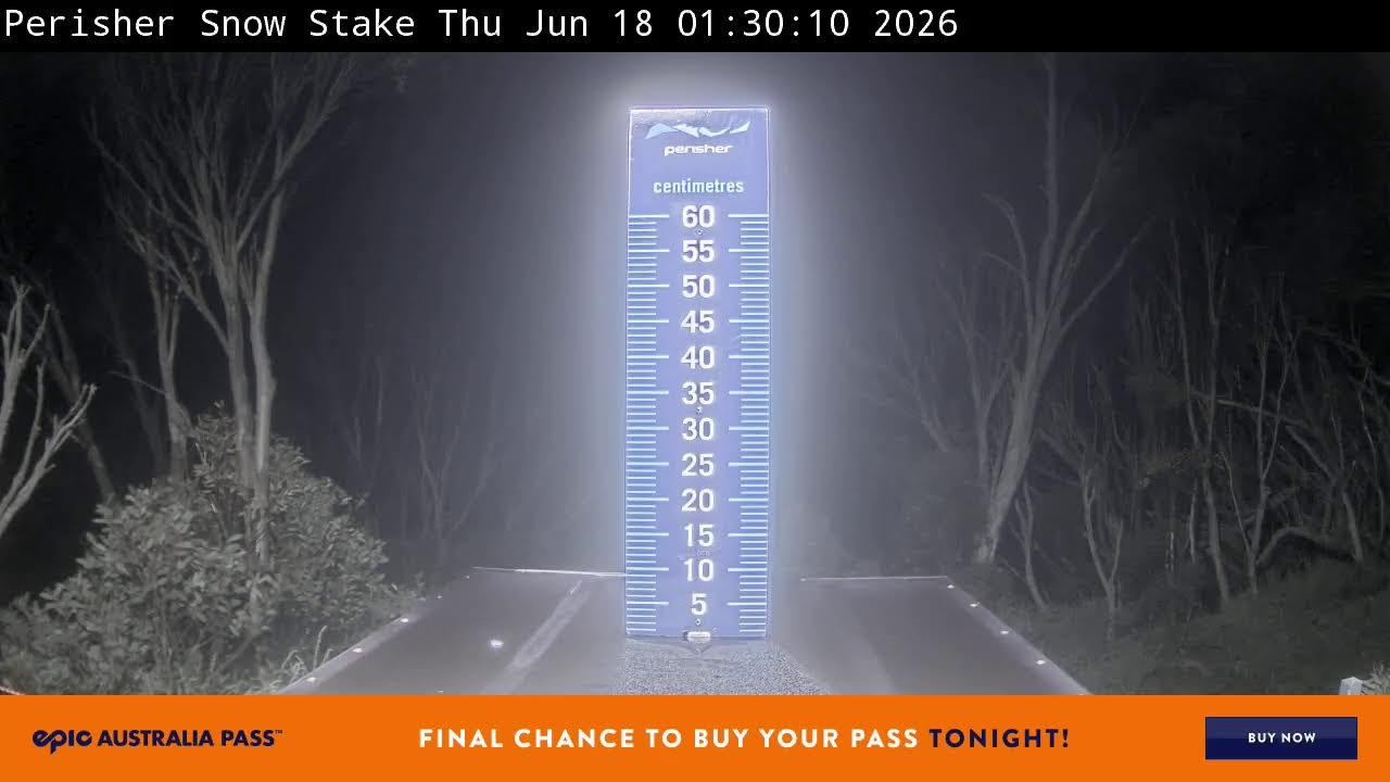 Perisher Snow Stake Live snow cam captured at 17 June 2026, 3:43 pm