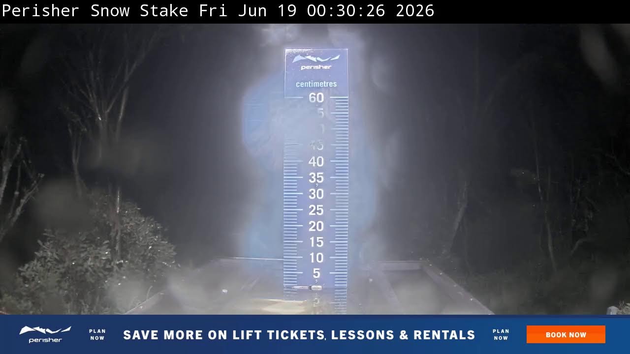 Perisher Snow Stake Live snow cam captured at 18 June 2026, 2:43 pm