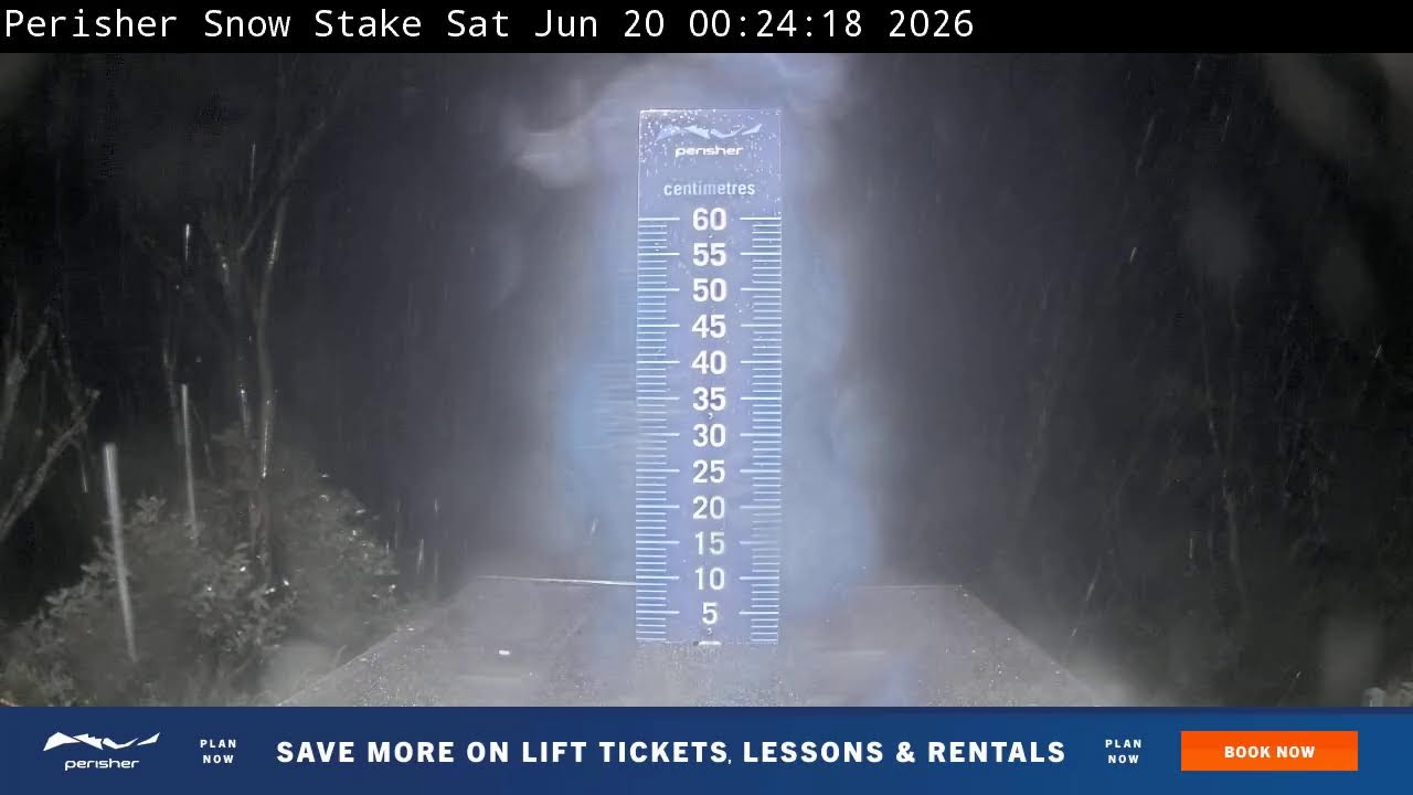 Perisher Snow Stake Live snow cam captured at 19 June 2026, 2:37 pm