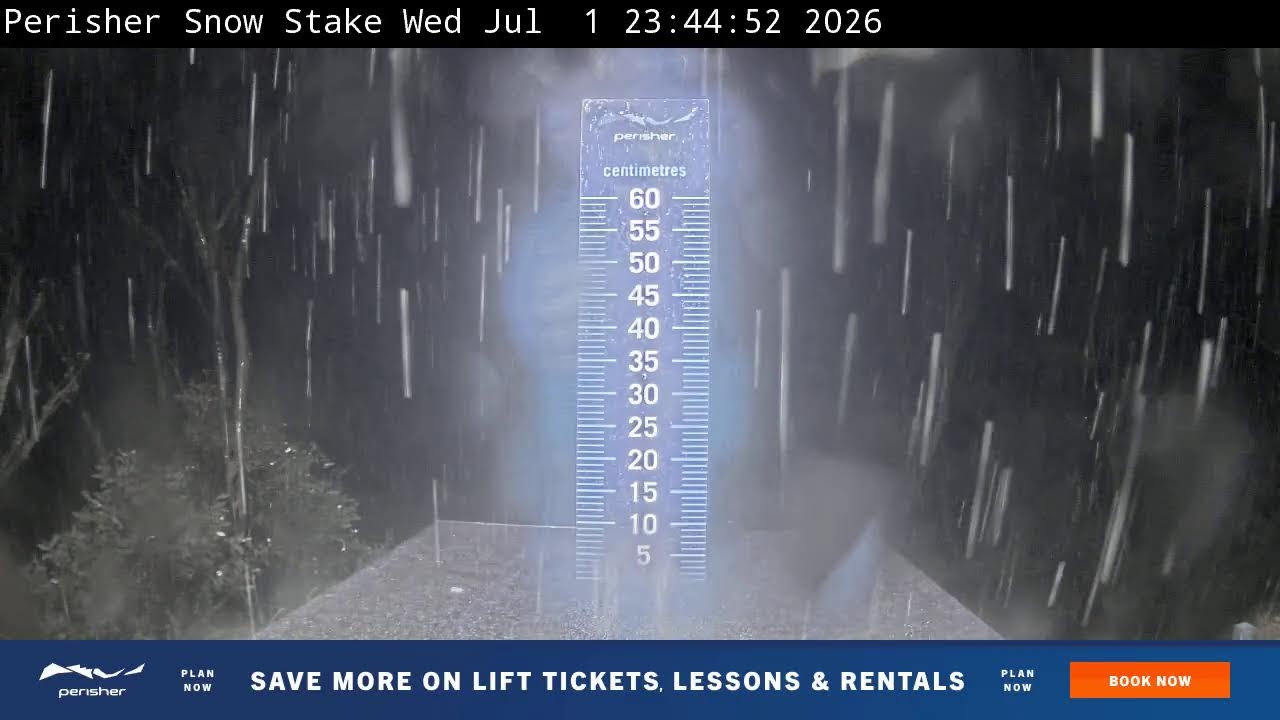 Perisher Snow Stake Live snow cam captured at 1 July 2026 at 11:58 pm AEST